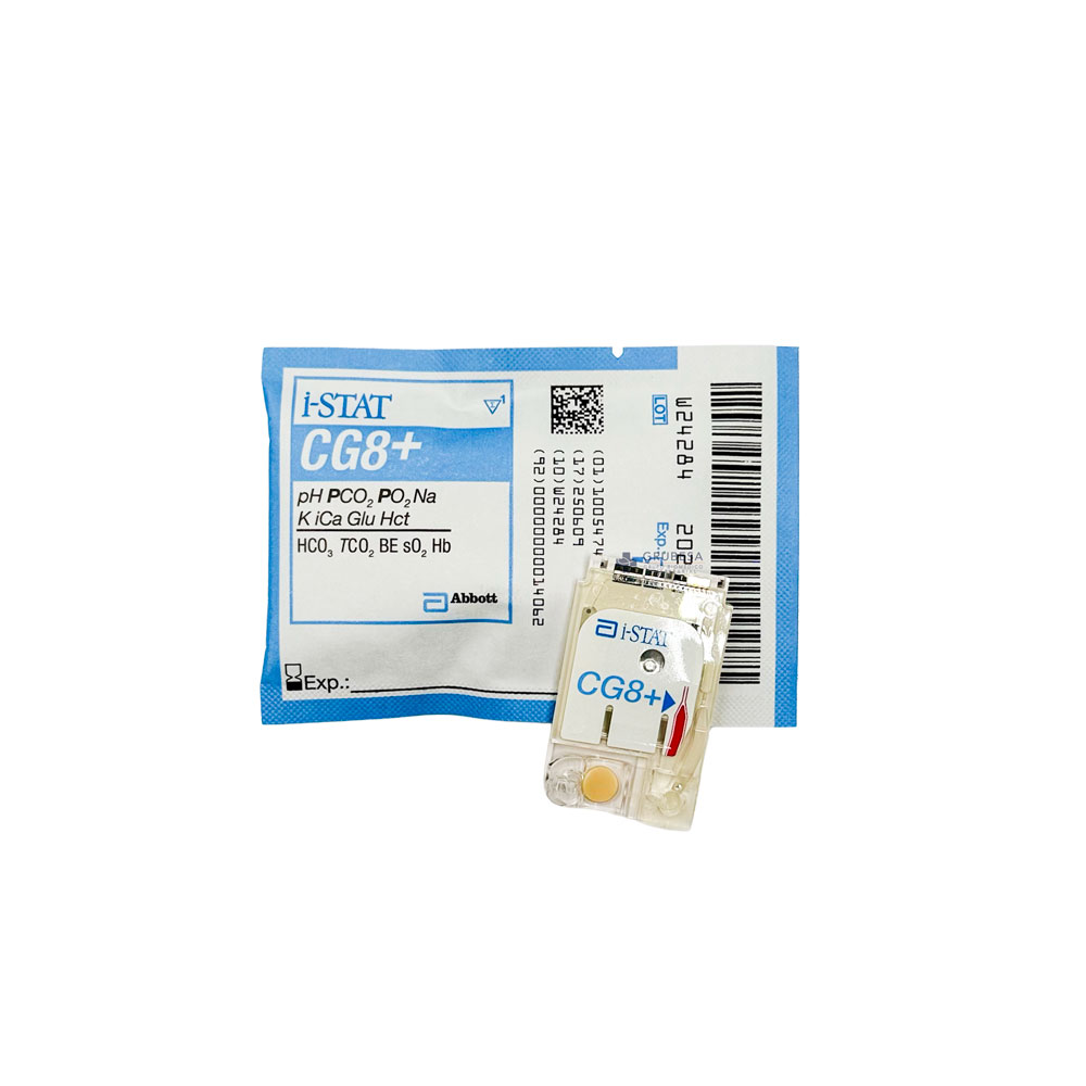 Cartucho i-STAT CG8+ (Glu, Hct, Na, K, pH, PCO2, PO2, iCa, sO2, Co2 Total, HCO3, BEª, Hgb)