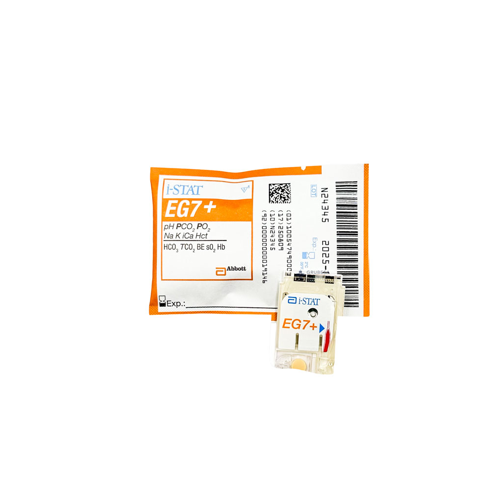 Cartucho i-STAT EG7+ (Hct, Na, K, pH, PCO2, PO2, iCa, sO2, Co2 Total, HCO3, BEª, Hgb)