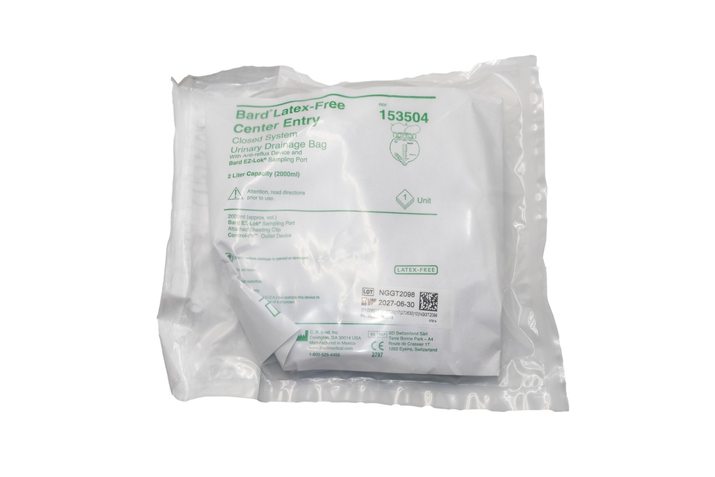 Bolsa recolectora de orina, Válvula Anti-reflujo, capacidad de 2000ml.