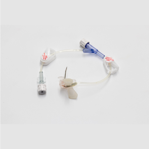 Aguja angulada para infusión PowerLoc 19Ga 1.5" (3.81cm.) Con extensión y sitio de inyección secundario