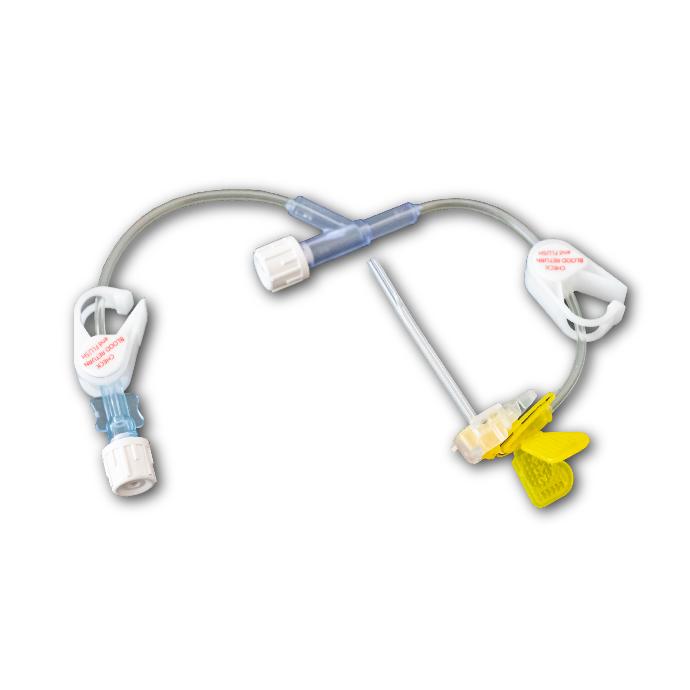 Aguja angulada para infusión PowerLoc 20Ga 1.5"(3.81cm) Con extensión y sitio de inyección secundario